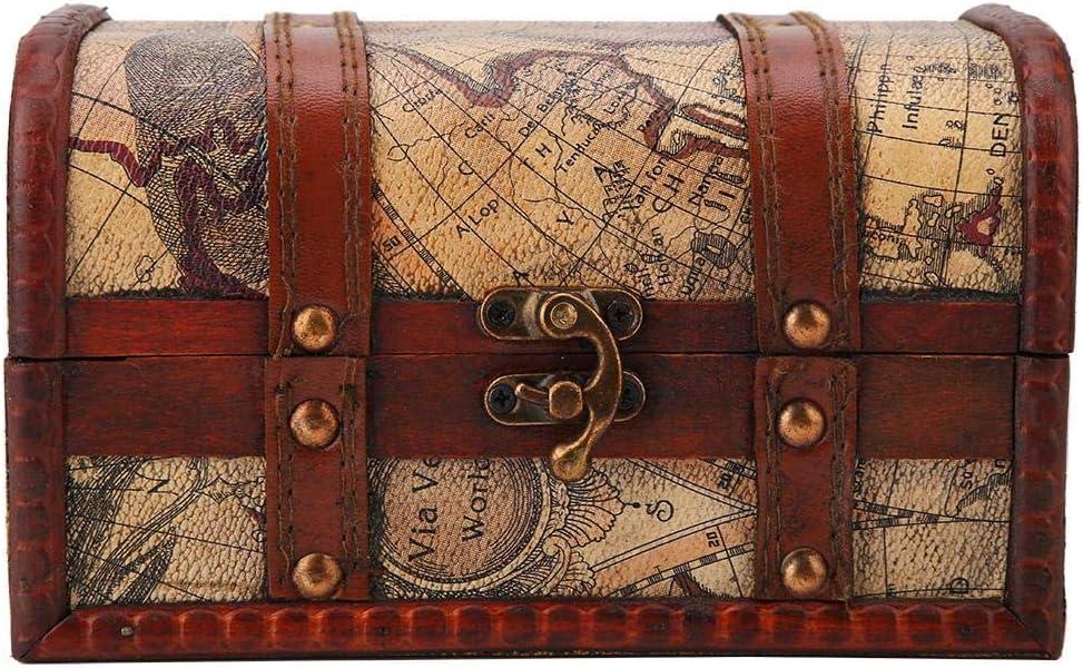 Pirate Treasure Chest Vintage Handmade Decorative Wooden Box Trinket Jewelry Storage Case Home Decoration(Map) Pirate Treasure Chest Vintage Handmade Decorative Wooden Box Trinket Jewelry Storage Case Home Decoration(Map)