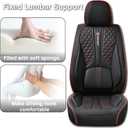 Black and Red Leather Car Seat Cover Set, with Lumbar Support