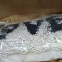 Creative Co-Op Woven Wool Shag Lumbar Pillow with Love Design, Black and Cream, 24 inches x 14 inches x 14 inches