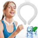 2 x Neck Cooling Tube, Portable Wearable Cooling Neck Wraps Freezes Below 64F, Reusable Ice Ring Body Cooling Products for Indoor Outdoor Sports, Outdoor Workers (White, L)