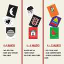 High Contrast Baby Flash Cards, Sensory Visual Stimulation for Newborns 0 12 Months, Black and White to Color, Tummy Time Learning with Bonus Ribbon Toy (30 Large Double Sided, 60 Images)