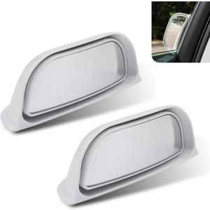 2 PCS Back Passenger Blind Spot Mirrors, 1.8" x 5" Adjustable Wide Angle B-Pillar Blind Spot Mirror, Car Side View Mirror for Get-Off Safety, Universal Accessories for Most Cars (White)