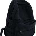 Black Canvas Backpack for Women & Men Retro Aesthetic Rucksack Basic Backpack for High School/College Students Travel Laptop Bag