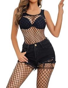 Avidlove Women Sexy Lingerie Fishnet Bodysuit Mesh BodyStocking One Piece Elasticity Bodycon Jumpsuit Tights Thigh Stockings 