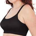 Bali Women's Modern Seamless Bralette, Pullover Wireless Bralette with Adjustable Straps (Black, XL)