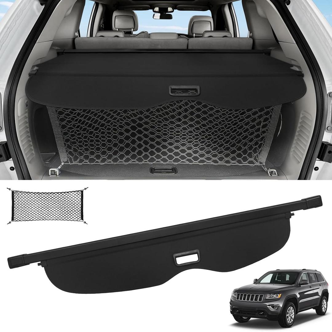 Sze Cargo Cover for Jeep Grand Cherokee 2011-2021 Retractable Trunk Cover Black Rear Trunk Security Cover Shielding Shade Waterproof-New Upgrade