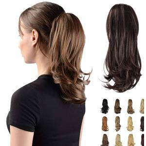 Ponytail Extension Long Curly Ponytail Hair Extension Natural Looking Synthetic Hairpiece for Women, Dark Brown & Dark Auburn Mixed