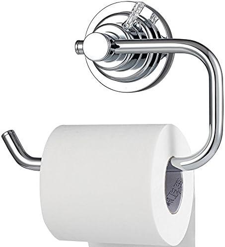 BOPai Modern Vacuum Suction Cup Toilet Paper Holder,Removable Bracket for Bathroom Kitchen.Chrome