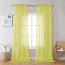 Chyhomenyc Lemon Sheer Curtains 96 inches Long 2 Panels, Light Filtering Soft Airy Solid Elegant Voile Window Treatment Drapes for Bedroom Living Room, 42Wx96L, 8FT L