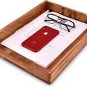 EDHAS Letter Trays & Stacking Supports Acacia Wood Desk Document, File Folder, Magazine Holder Tray (14" x 11" x 2")