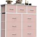 Sweetcrispy 9 Drawer Fabric Dresser Storage Tower with Wood Top and Steel Frame, Organizer Chest with Easy Pull Handles for Bedroom, Closet, Hallway,Pink