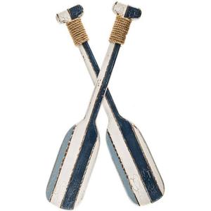 K&N41 Indoor Dcor Blue & White Wooden Twin Oar Wall Decor Beach House Paddle Nautical Decor