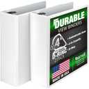 Samsill Durable 4 inch 3 Ring Binder, D Ring Binder, 100% Recycled Chipboard, White, 2 Pack