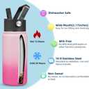 BJPKPK Insulated Water Bottles with Straw Lid, 18oz Stainless Steel Metal Water Bottle, Cold Hot Thermo with 3 Lids, Leak Proof BPA Free Travel Cup, Wide Mouth Flasks, Thermo -Cherry