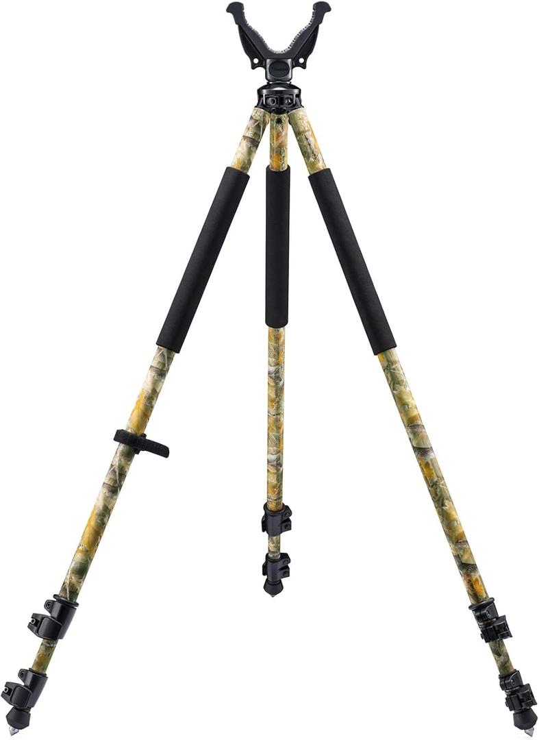 Shooting Tripods for Rifles with 360 V Yoke Removable, Adjustable Height Shooting Sticks Hunting Rest, Lever Lock, Lightweight Aluminum Construction with Foam Handle for Hunting Outdoors (31.5" - 74", Camo)