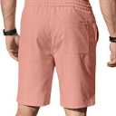 Comdecevis Men's Linen Shorts Casual Elastic Waist Drawstring Summer Beach Vacation Yoga Golf Shorts with Pockets (Pink, M)