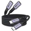 USB C Extension Cable 6ft 2 Pack, USB3.2 Gen2 Extender Male to Female Full Function 10Gbps Data Transfer/ 4K@60Hz Video/ 100W Charging, Type C Cord for Monitor Laptop Tablet Phone Dock Hub and more
