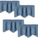 NICETOWN 4 Panles Kitchen Valances for Windows, Farmhouse Style Blackout Valance Tiers for Living Room, Scalloped Valance Curtains for Bedroom/Thanksgiving, 52x18 Inch, Stone Blue
