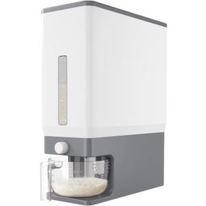 Lifewit Rice Dispenser 25 Lbs(11.3kg), Rice Storage Container Sealed Moisture Proof with Measuring Cup for Kitchen Pantry Household, BPA-Free, 1 Pack Grey