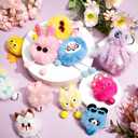 Equsion 48 Pcs Kawaii Keychains Bulk Cute Plush Keychains Fluffy Pompoms Balls with Tassels and Keyrings Key Chain Kawaii Party Favors for Birthday Goodie Bags Piata Prizes(Funny)