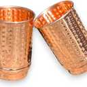 Pure Copper Tumblers Set of 2  12 oz Hammered Moscow Mule Mugs for Daily Hydration & Cocktail Parties | Handcrafted Copper Cups for Beverages | Ideal Gift Set