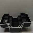 Frenessa Makeup Train Case Cosmetic Organizer Case Professional Makeup Storage Box 4 Trays with Divider Lockable Travel Case Portable Travel Makeup Box for Makeup Artist, Carfter, Cosmetics Black