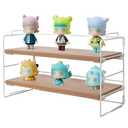 ShellKingdom Display Shelf for Figures, 2 Tier Desk Shelf Organizer, Desktop Shelves, Adjustable Bookshelf Storage Rack and Office Cubicle Decor for Tabletop, Office, Dorm (White Frame + Wood Board)