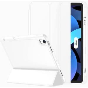 ZryXal iPad Air 11 Inch Case M3 2025 / M2 2024, iPad Air Case 5th Generation/4th Generation 2022/2020 10.9 Inch [Support Touch ID and Auto Wake/Sleep](White)