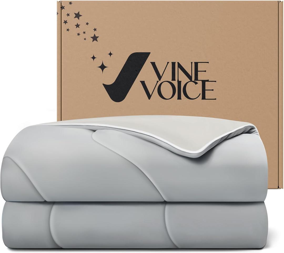 Cooling Blanket Comforter Hot Sleepers Twin/Twin XL Soft Cooling Blanket, Double-Sided Cool Bedding for Night Sweats, All-Season Lightweight Comforter (68''x90'', Silver Gray) 