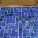 smafusion 11.5sqft Iridescent Mosaic Floor and Wall Tile for Bathroom, Kitchen Backsplash, Glass Pool Tiles, Swimming Pool, Shower, Accent Wall, Outdoor (10pcs, Dark Blue)