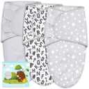 Cute Castle 3-Pack Baby Swaddle Sleep Sacks - Newborn Swaddle Sack - Ergonomic Baby Swaddles Blanket Warp for Boys and Girls - Baby Essentials (0-3 Months - Gray, Letters, Stars) (One Size)