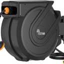 Retractable Garden Hose Reel 5/8 in x100 ft, Heavy Duty Wall Mounted Hose Reel with 10- Function Sprayer Nozzle, Any Length Lock/Automatic Slow Return System,180 Swivel Bracket