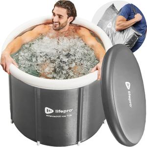 Lifepro Portable Ice Bath Tub with Cover and Storage Bag - Home & Travel Ice Bath Tub for Athletes and Adults, Durable Cold Plunge Tub for Home Therapy Sessions, Outdoor Ice Bath Cold Water Plunge Tub (Gray)