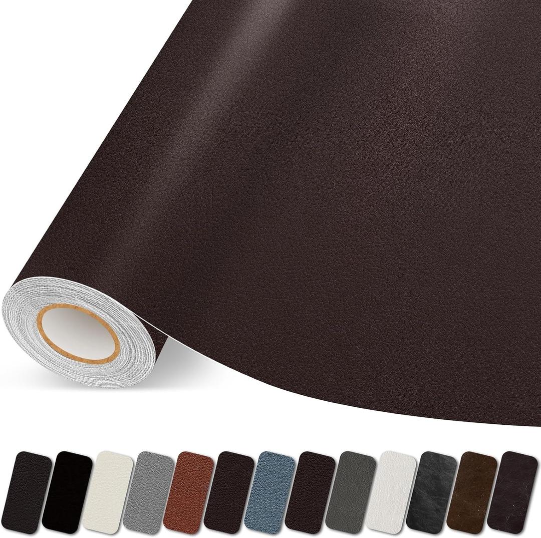 Leather Repair Patch, 35X79 Inch Self Adhesive Leather Repair Tape, Large Vinyl Patch Kit for Couches, Sofa, Furniture, Car Seats, Office Chairs, Cabinets, HandbagsDark Brown, 35X79 Inch