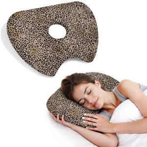 Ear Piercing Pillow for Side Sleepers Pillows with Holes for Ear Pain,Donut Pillow for Ear Side Sleeping Pillow for Adults CNH Ear Pain Relief Pressure Sores Ear Pillow with Hole in Center (17.5"x12.6", Brown)