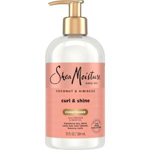 Pack of 3 SheaMoisture Coconut & Hibiscus Curl & Shine Conditioner for Thick, Curly Hair with Silk Protein & Neem Oil to Moisturize & Soften 384mL