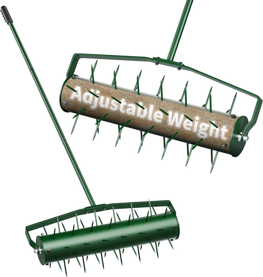 21 Lawn Aerator, Heavy-Duty Manual Lawn Aerator Tool w/50 Metal Handle for Lawn Care, Grass Aerator Lawn Aeration Machine for Garden, Yard, Cropland to Loose Soil