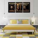 Tucocoo Gold 3 Pieces Inspirational Canvas Wall Art,Dollar Decoration for Office and Home Decor, Canvas Art Home Decor Wooden Framed Ready to Hang Posters and Prints - 60”X28”