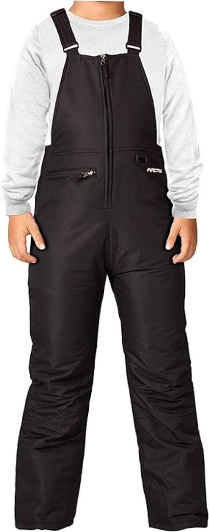 Arctix Kids Insulated Snow Bib Overalls (Large, Black)