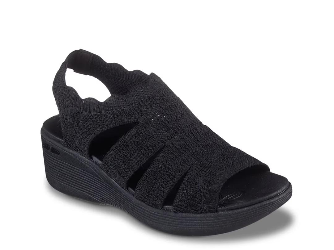Skechers Womens Pier Lite Memory Maker Wedge Sandals
, Black Size 8.5