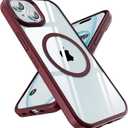 SUCGLES for iPhone 15 Plus Case with MagSafe, N56 Strong Magnet, 12FT Drop Protection, Anti-Yellowing, Magnetic Slim Phone Case for Apple 15 Plus (Wine Red)