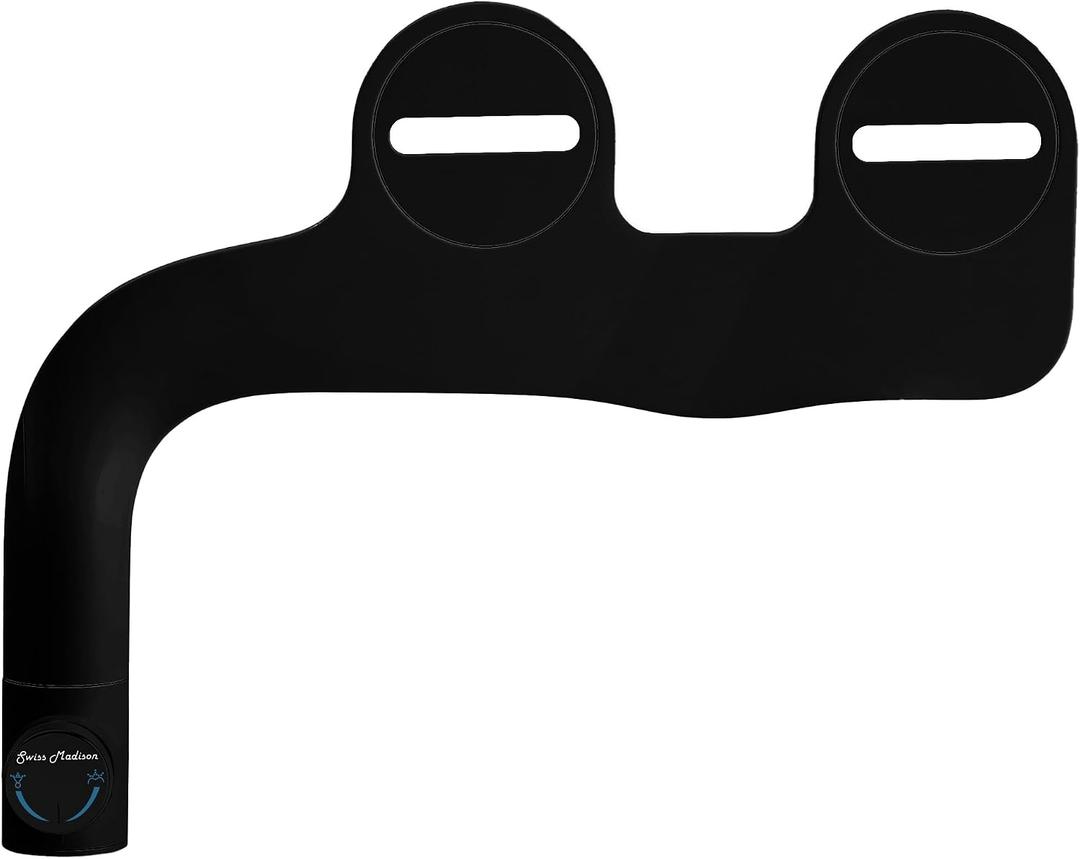 Swiss Madison Aqua Non-Electric Bidet Toilet Attachment in Glossy Black with Black Knob