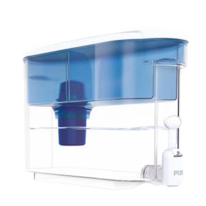 PUR Classic 30-Cup Water Dispenser Filtration System - Blue/White: BPA-Free, Filters Chlorine & Mercury, 40-Day Filter Life