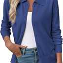 EVALESS Cardigan Sweaters for Women Lightweight Trendy Long Sleeve Lapel Collar Button Down Sweaters Fall Fashion 2026 Wool Blend Knit Cardigans Sweater Tops Dirty, Blue, X-Large