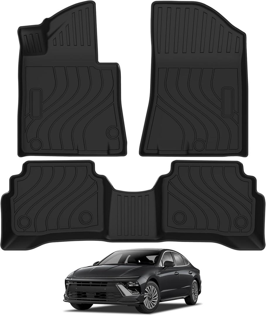 Falafa Floor Mats for 2021-2025 Kia K5 (Only FWD Models) & 2020-2025 Hyundai Sonata(Include Hybrid), TPE Custom Fit All Weather Floor Liners, 1st & 2nd Car Mats Set 2 Rows