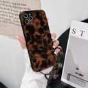 NITITOP Compatible with iPhone 11 Pro Max Case with Chain Lanyard Strap Cute Stylish Leopard Print Brown and Black Amber for Women Girls Men Soft TPU Shockproof Protective Cover - Black