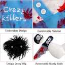 Deadly Dog Costume Halloween Costumes Adjustable Cosplay Clothes, Funny Doll Wig Pug Dog Party Christmas Costume for Small Medium Large Dogs Puppy Cat Outfit Apparel