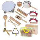 Wooden Musical Instruments Set for Toddlers 1-3, Natural Wood Percussion Instruments Xylophone Gift Set for Girls Boys Kids ,Preschool Educational Musical Toys with Storage Bag (Log Color)