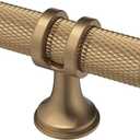 Alzassbg 10 Pack Champagne Bronze Cabinet Knobs, 2 Inch(50mm) Knurled Kitchen Hardware T Bar Knobs for Cabinets and Drawers AL6087BRG (Single Hole Knobs)