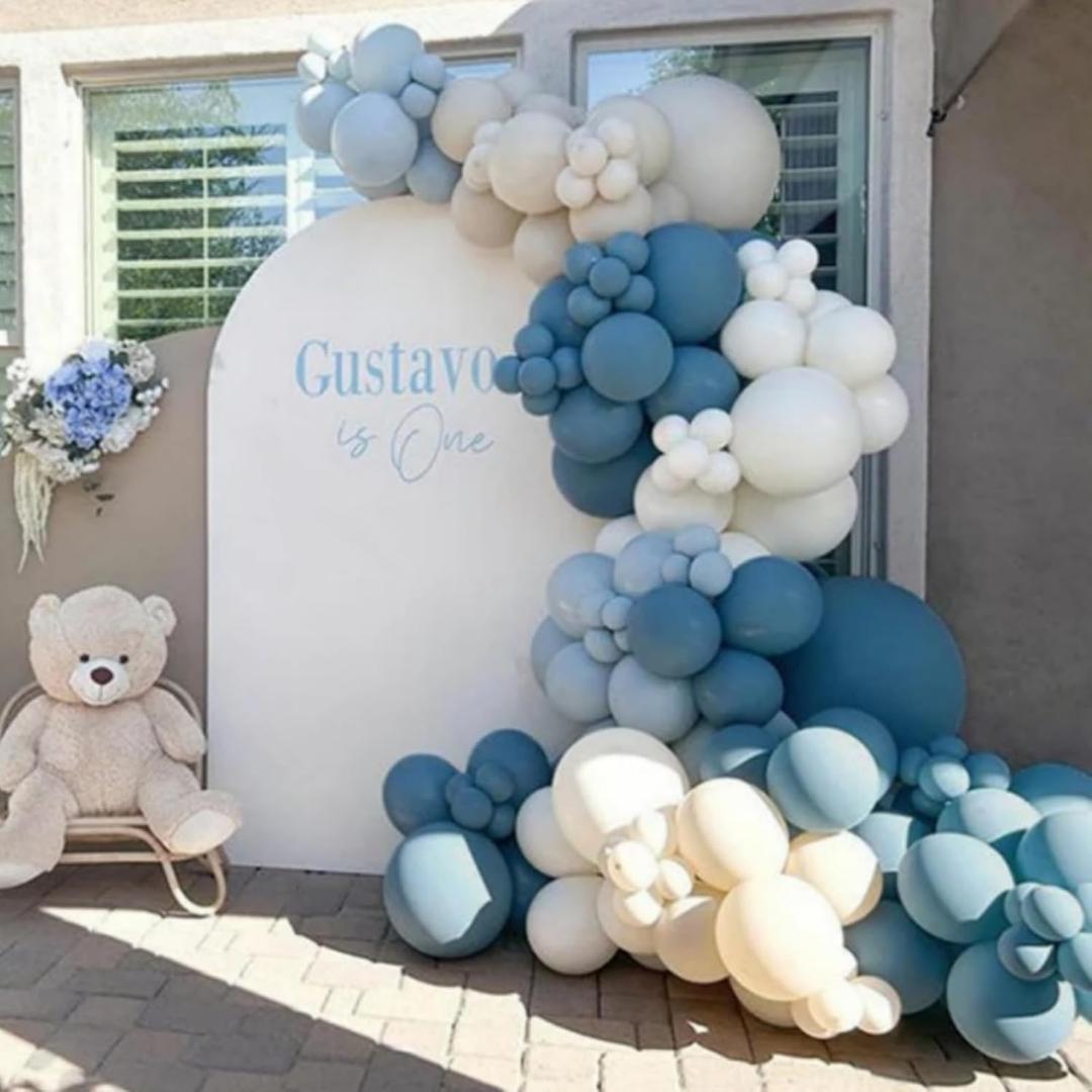 Dusty Blue Balloon Garland Kit - 167pcs Balloon Arch kit with Dusty Blue, Sand White, White Balloons - Perfect for Shower Wedding Birthday Party Decoration